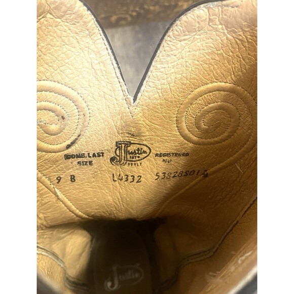 Justin L4332 Tan Damiana Leather Snip Toe Cowboy Boots Women’s 9B Western - Picture 10 of 15